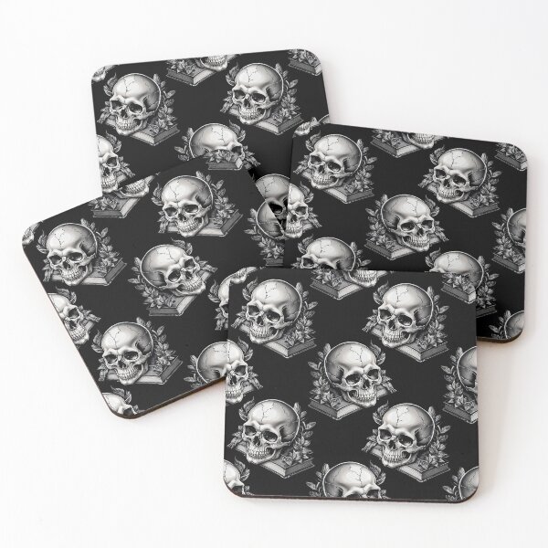 Item preview, Skulls on Books Pattern Design - Black  designed and sold by PatternTitan.