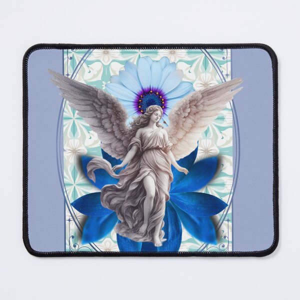 Item preview, Celestial Angel with Blue Lotus Flower Ornate Tile Art designed and sold by ChasingRabbit05.