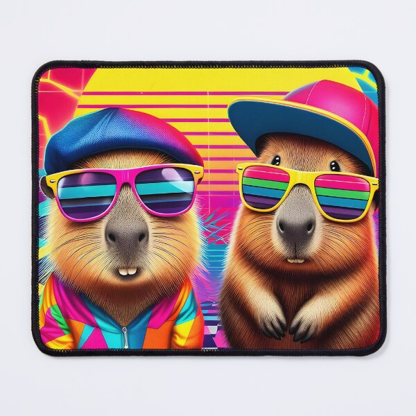 Item preview, Neon 90s Capybara and Quokka Duo designed and sold by Sybille-Yates.