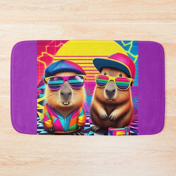 Item preview, Neon 90s Capybara and Quokka Duo designed and sold by Sybille-Yates.