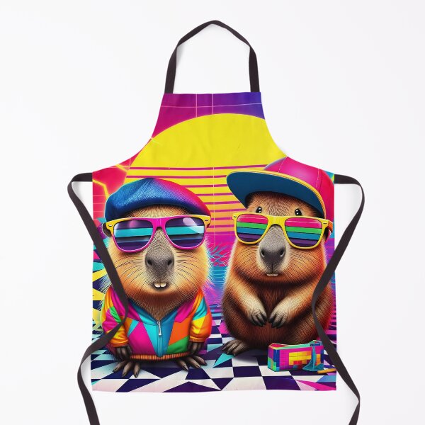 Item preview, Neon 90s Capybara and Quokka Duo designed and sold by Sybille-Yates.