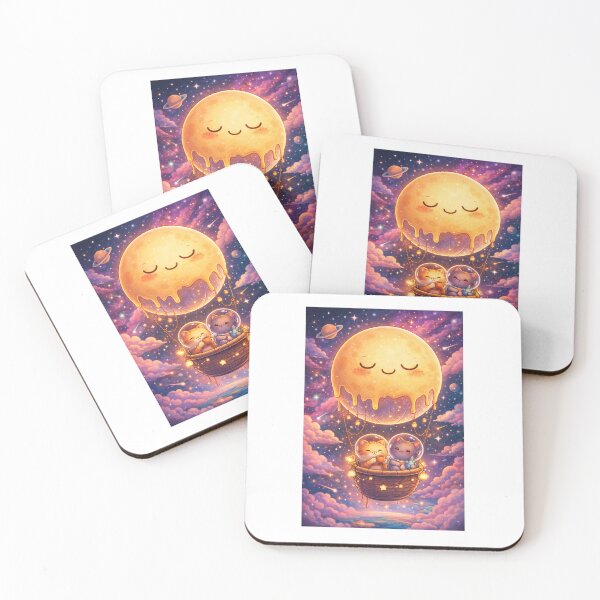 Item preview, Kawaii Space Cats Hot Air Balloon, Cute Moon Aesthetic, Cozy Galaxy Art, Dreamy Night Sky Illustration, Whimsical Cartoon Design designed and sold by Be-You-Vibes.