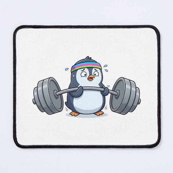 Item preview, Cute Penguin Struggling with Heavy Barbell Workout designed and sold by Kvarny.