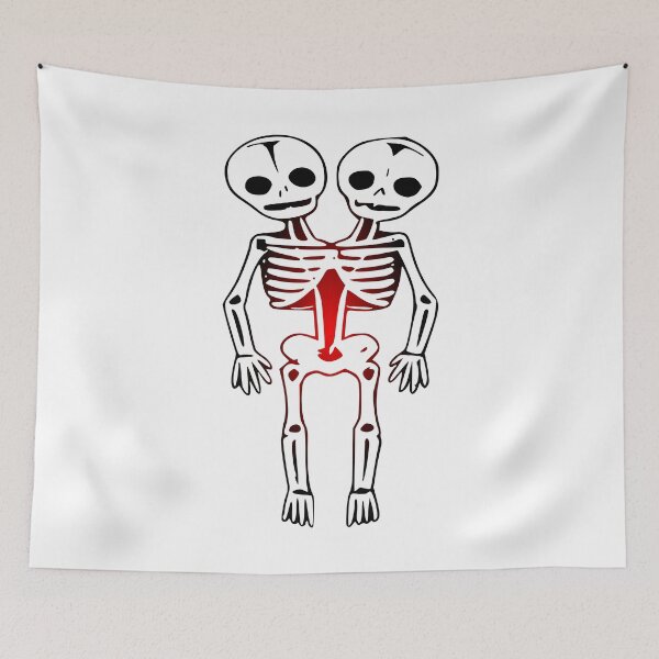 Item preview, Vintage Gothic Horror Oddities Twin Skeleton Graphic // Red/Black designed and sold by 3rd Eye Perceptions.