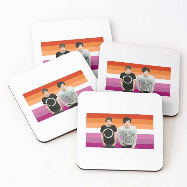 Item preview, Dan and Phil in front of Lesbian Pride Flag designed and sold by maelrusydesigns.