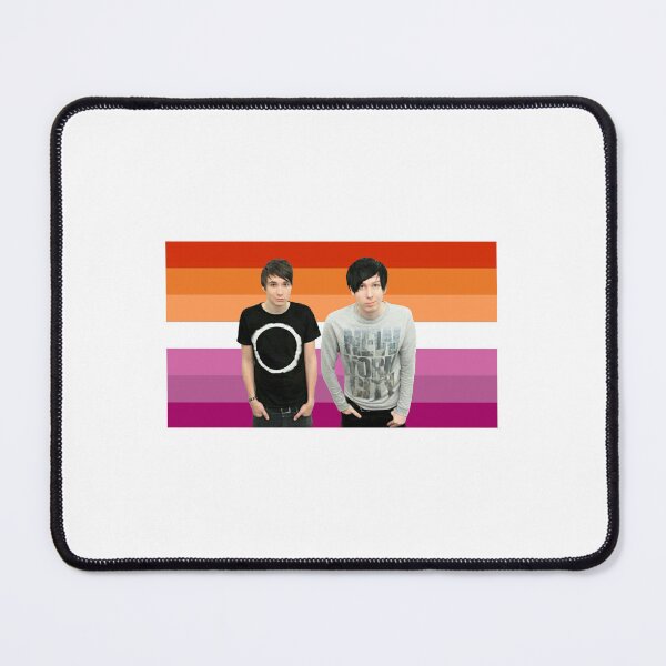 Item preview, Dan and Phil in front of Lesbian Pride Flag designed and sold by maelrusydesigns.