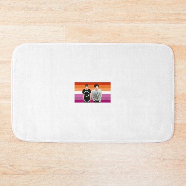 Item preview, Dan and Phil in front of Lesbian Pride Flag designed and sold by maelrusydesigns.
