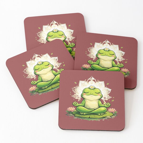 Item preview, Meditating frog on a luminous water lily designed and sold by FroggyOnly.