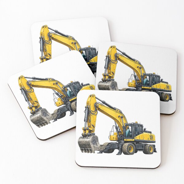 Item preview, Yellow Wheel Excavator Heavy Machinery Illustration designed and sold by Radekku.
