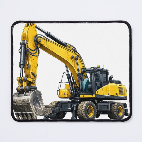 Item preview, Yellow Wheel Excavator Heavy Machinery Illustration designed and sold by Radekku.