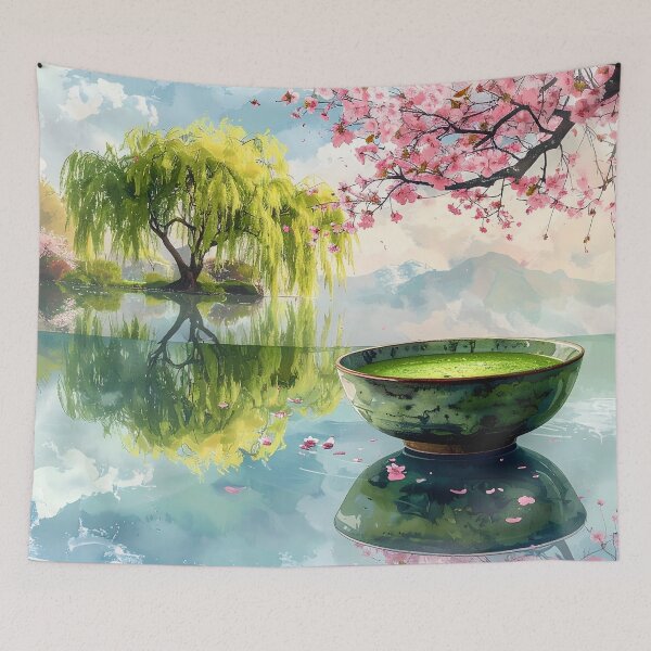 Item preview, Japanese Zen Matcha — Soothing Watercolor Illustration designed and sold by Schoenenwald - Illustrations Uniques et Originales.