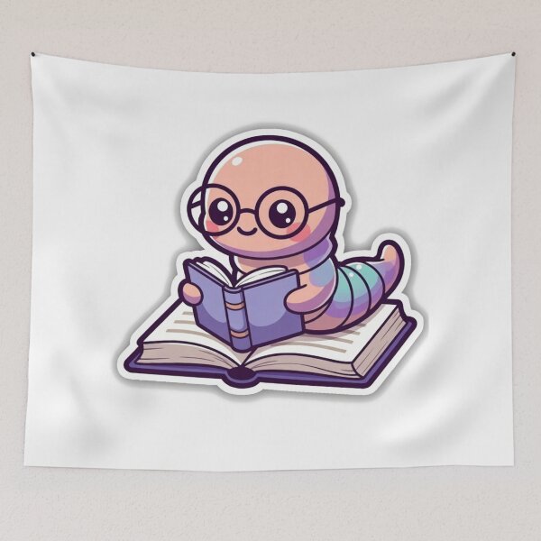 Item preview, Cute Bookworm Reading Book – Funny Nerd Reader Sticker designed and sold by ahfas86.