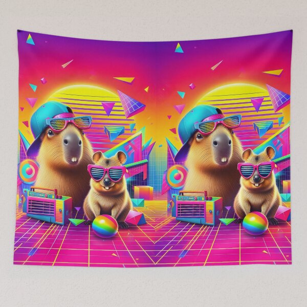 Item preview, Retro Boombox Capybara and Quokka Duo designed and sold by Sybille-Yates.