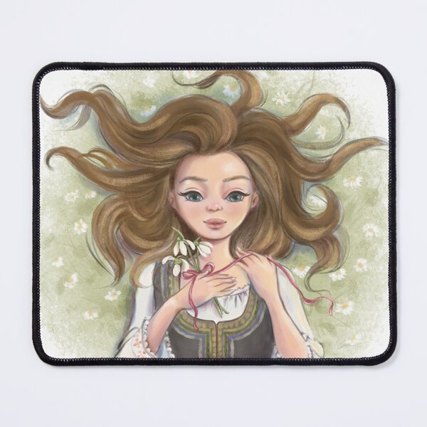 Item preview, Spring Bulgarian Girl Illustration – Folk Costume Beauty with Flowers Whimsical Art Soft Aesthetic Portrait designed and sold by CreativeBu.