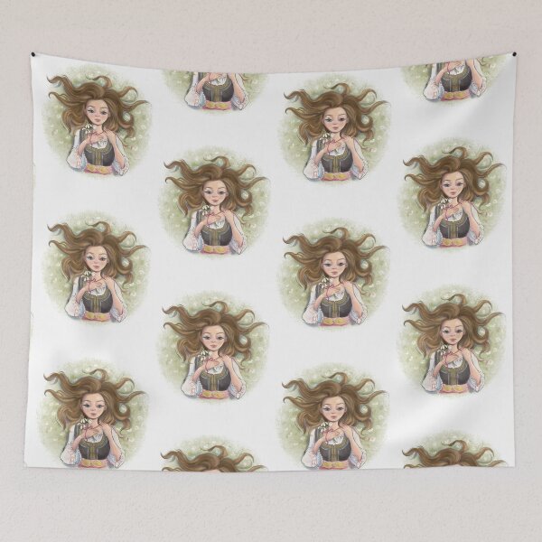 Item preview, Spring Bulgarian Girl Illustration – Folk Costume Beauty with Flowers Whimsical Art Soft Aesthetic Portrait designed and sold by CreativeBu.