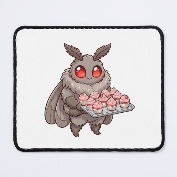 Item preview, Cute Mothman Baker Holding a Tray of Pink Cupcakes designed and sold by Kvarny.