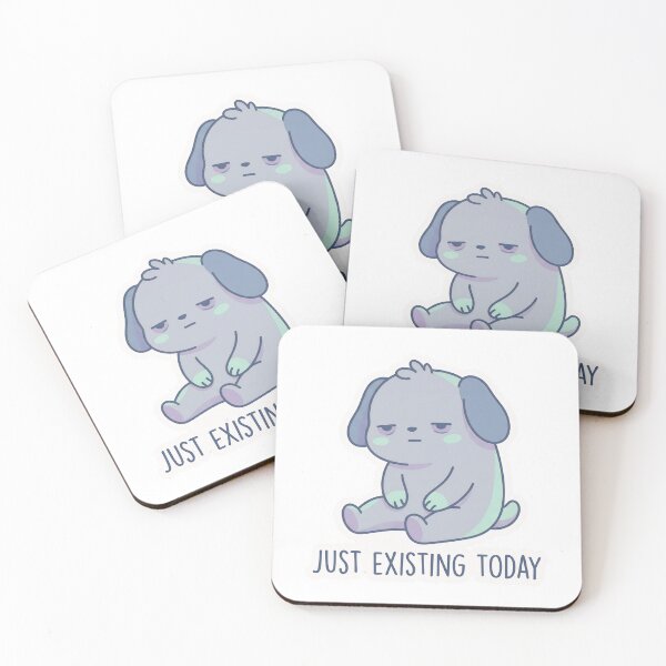 Item preview, Just Existing Today Sad Dog Sticker | Relatable Mood Kawaii Aesthetic designed and sold by Morden-Design.