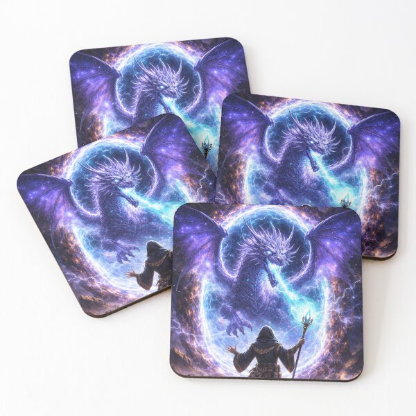 Item preview, Wizard Summoning Cosmic Dragon – Epic Portal Magic Fantasy Artwork designed and sold by DrakariArt.