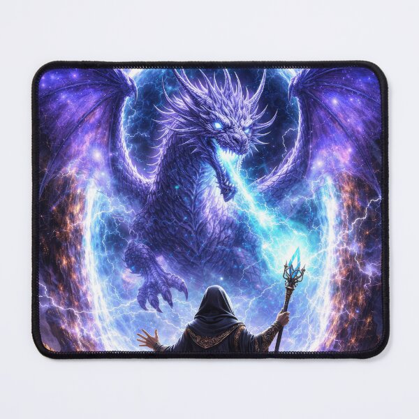 Item preview, Wizard Summoning Cosmic Dragon – Epic Portal Magic Fantasy Artwork designed and sold by DrakariArt.
