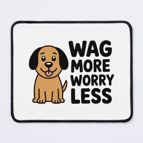 Item preview, Wag More Worry Less – Cute Kawaii Dog Positive Quote designed and sold by PMCreative.
