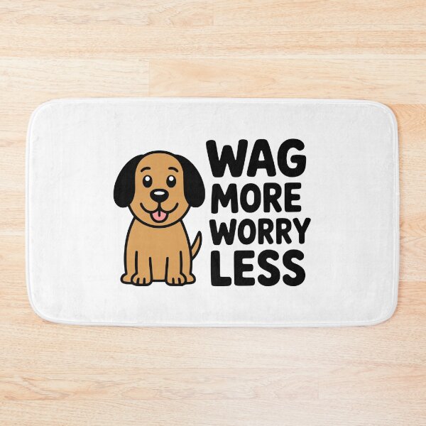 Item preview, Wag More Worry Less – Cute Kawaii Dog Positive Quote designed and sold by PMCreative.