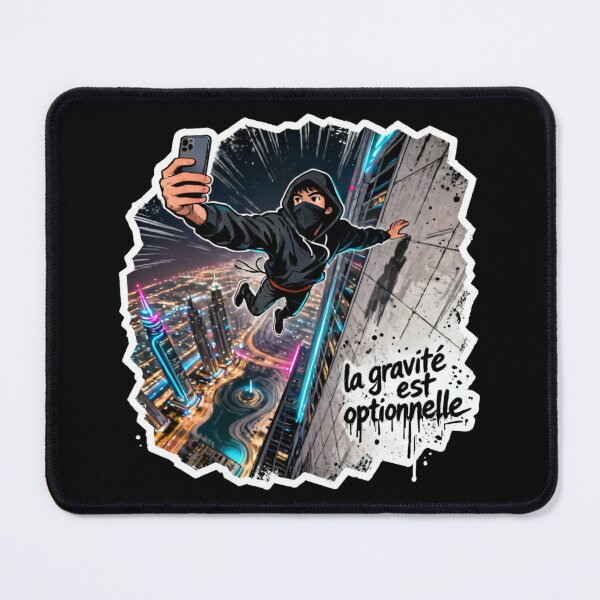 Item preview, Gravity is Optional – Futuristic Urban Street Art Free Fall Neon City designed and sold by PLUSHIWORLDtm.