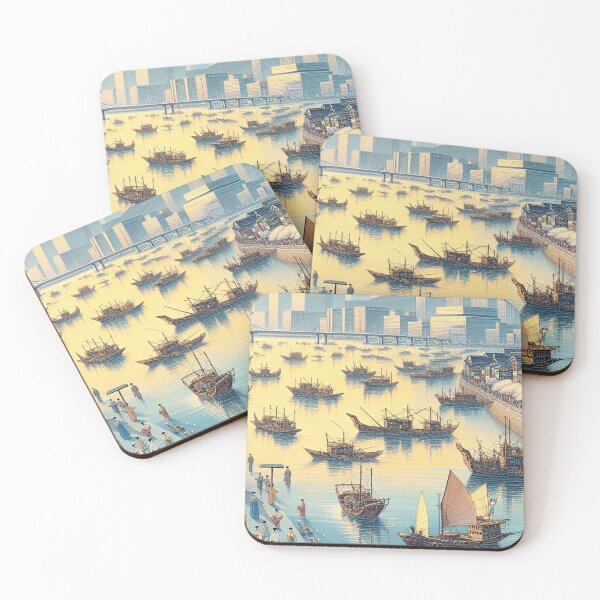 Item preview, Incheon South Korea in Ukiyo-e Style - Songdo Skyline & Cherry Blossoms designed and sold by Vandy Fullam.