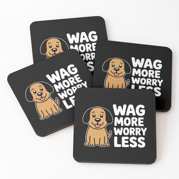 Item preview, Wag More Worry Less Cute Dog Pun Illustration designed and sold by PMCreative.