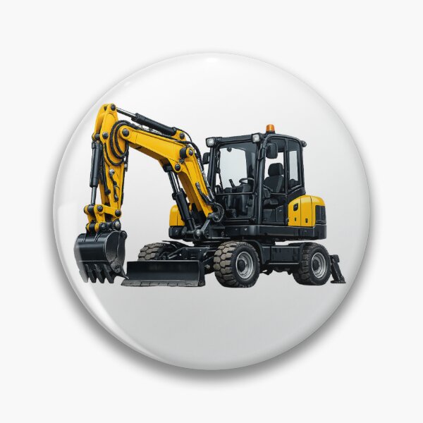 Item preview, Mini Yellow Wheel Excavator Heavy Machinery Illustration designed and sold by Radekku.