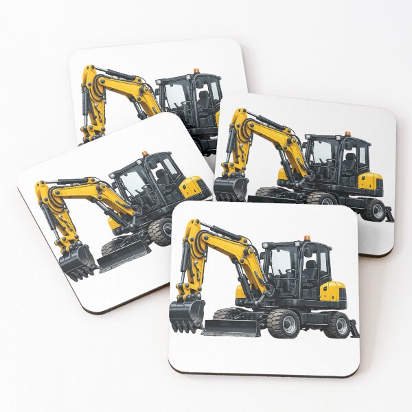 Item preview, Mini Yellow Wheel Excavator Heavy Machinery Illustration designed and sold by Radekku.
