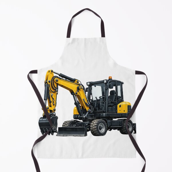 Item preview, Mini Yellow Wheel Excavator Heavy Machinery Illustration designed and sold by Radekku.