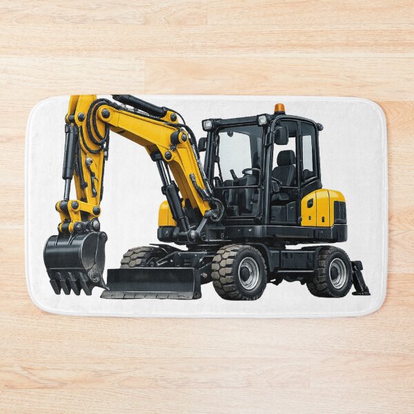 Item preview, Mini Yellow Wheel Excavator Heavy Machinery Illustration designed and sold by Radekku.