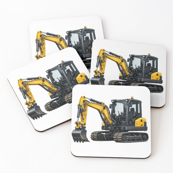 Item preview, Mini Yellow crawler Excavator Heavy Machinery Illustration designed and sold by Radekku.