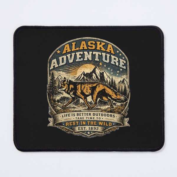 Item preview, Alaska Adventure Vintage Fox – A Retro Outdoor Wildlife Design Black designed and sold by Studio Yvonne .