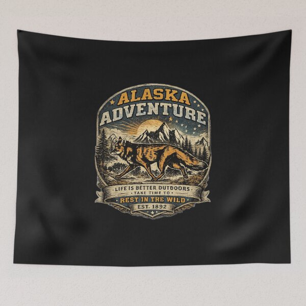 Item preview, Alaska Adventure Vintage Fox – A Retro Outdoor Wildlife Design Black designed and sold by Studio Yvonne .