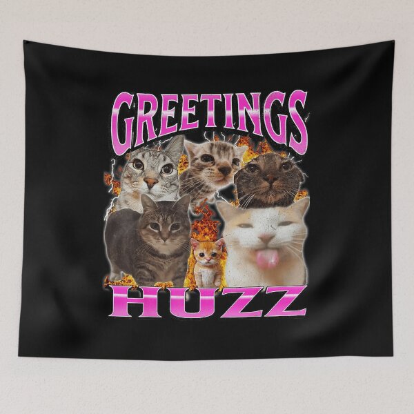Item preview, Greetings Huzz Funny Cat Meme Chaos designed and sold by tadmercado.