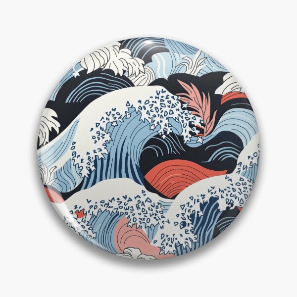 Item preview, Japanese waves abstract repeated design designed and sold by Rhu Creations.