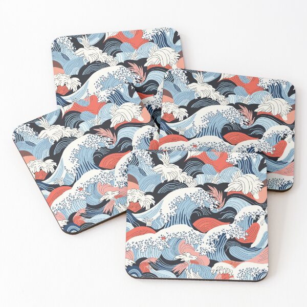Item preview, Japanese waves abstract repeated design designed and sold by Rhu Creations.