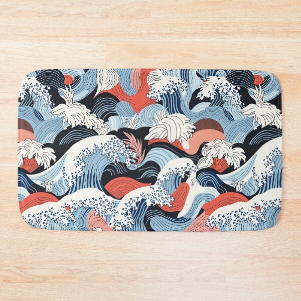 Item preview, Japanese waves abstract repeated design designed and sold by Rhu Creations.