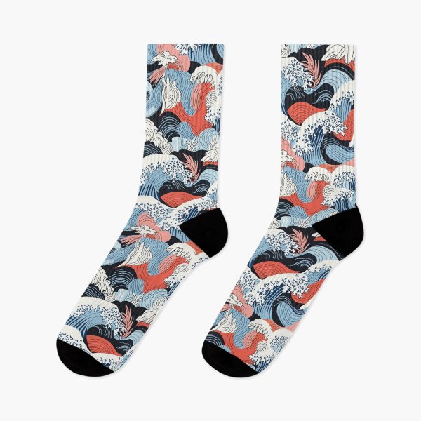 Item preview, Japanese waves abstract repeated design designed and sold by Rhu Creations.