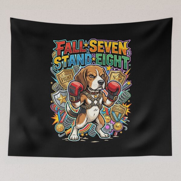 Item preview, Fall Seven Stand Eight Beagle Boxer Resilience Meme Art designed and sold by Tong4130.