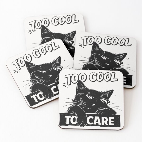 Item preview, Too Cool To Care Cat – Funny Cool Black Cat With Sunglasses Sarcastic Design designed and sold by MonNoir.