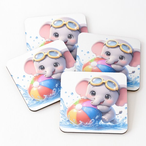 Item preview, Cute Elephant Playing Beach Ball Splash – Summer Songkran Kawaii Art designed and sold by Melody Printable.
