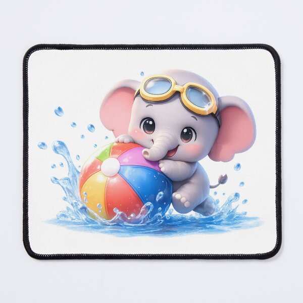 Item preview, Cute Elephant Playing Beach Ball Splash – Summer Songkran Kawaii Art designed and sold by Melody Printable.