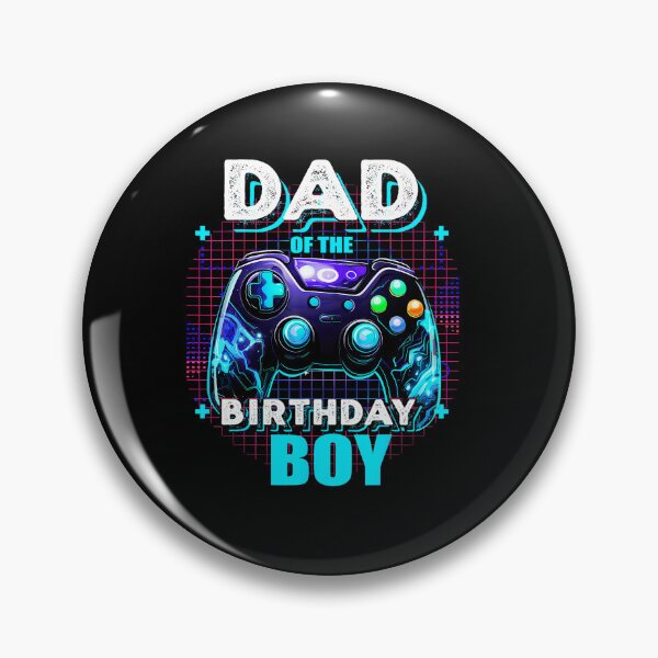 Aperçu de l'œuvre Papa du garçon qui fête son anniversaire - Manette de jeu rétro Neon Grid créée et vendue par FGTV2021.