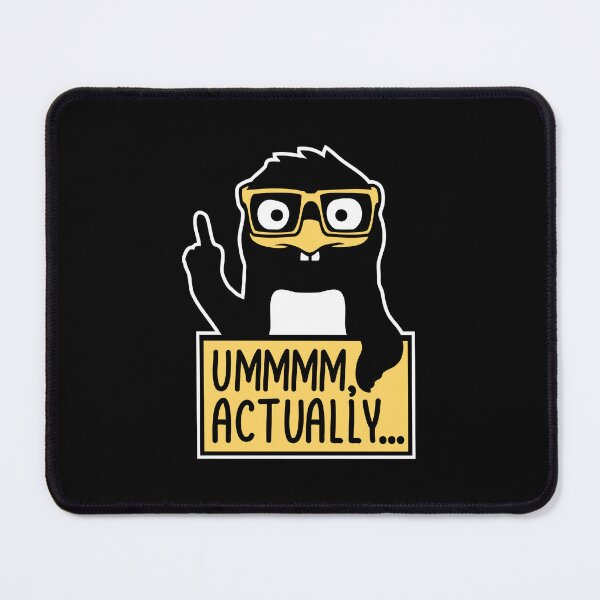 Item preview, Um Actually Penguin Finger Pointing Smug Nerd Correction designed and sold by shirt-o-mat.