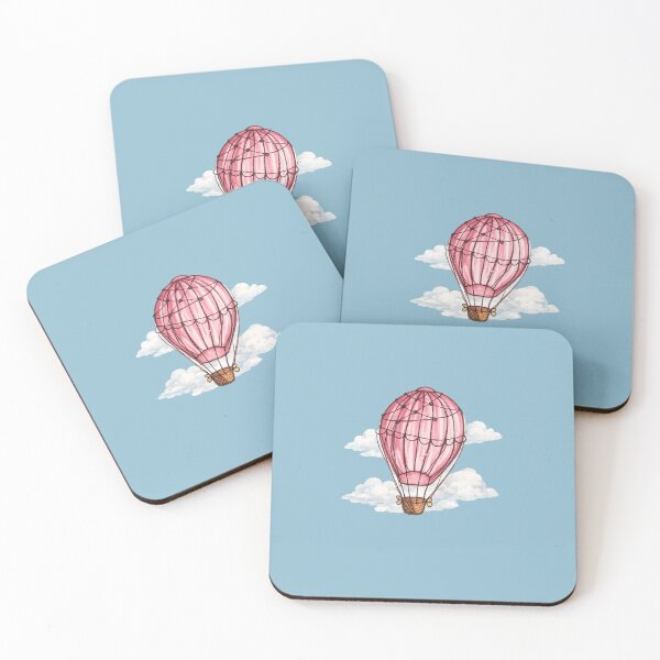 Item preview, Pink Hot Air Balloon with Clouds – Whimsical Watercolor Sticker designed and sold by Verdaire.