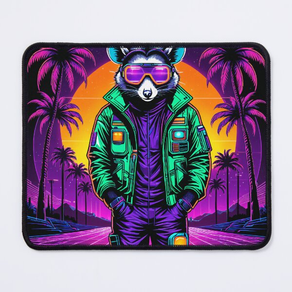 Item preview, Cyberpunk Opossum 80s Retrowave Synthwave Animal designed and sold by AuraPremiumArt.