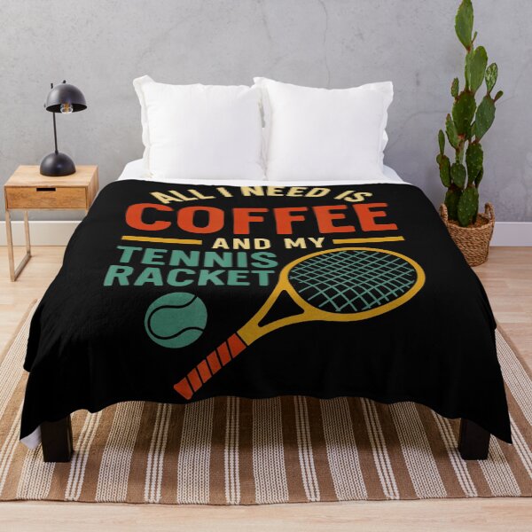 Item preview, All I Need Is Coffee and My Tennis Racket Retro Minimal designed and sold by WayTBeenkenArt.