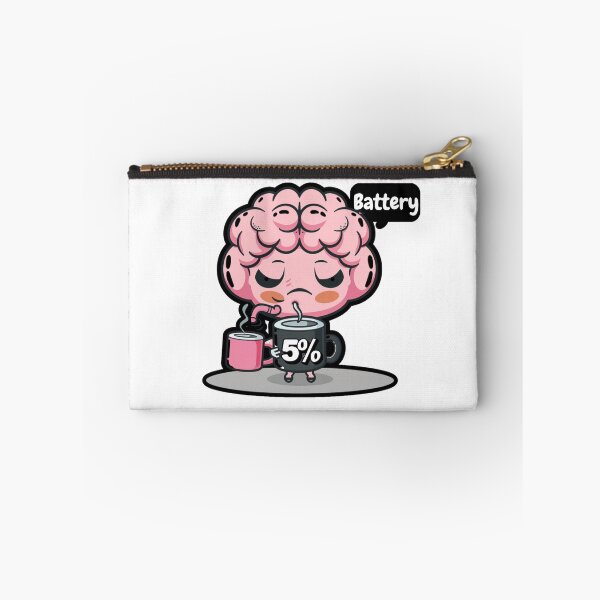 Item preview, Low Battery Brain Coffee Sticker – Mentally Tired Mood Cute Kawaii designed and sold by Moodlings .